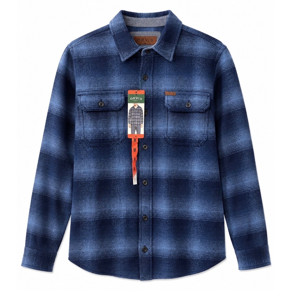 Orvis‎ Men's Medium Blue Plaid Heavyweight Cotton Shirt Jacket Shacket NWT